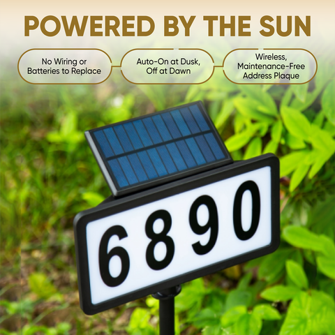 Carvature Solar House Number Sign