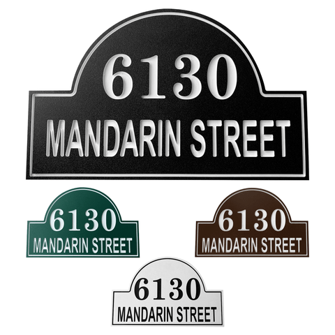 Arch Two Line House Number and Street Name Address Plaque