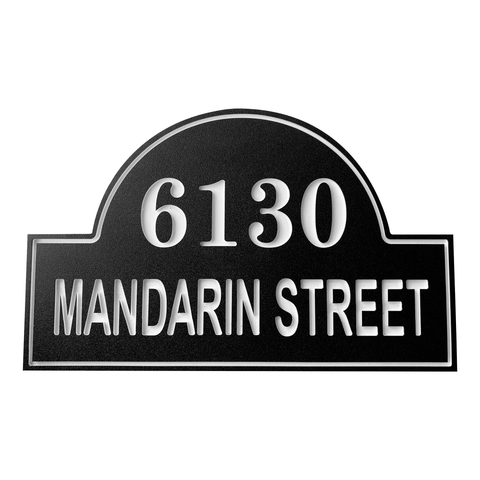 Arch Two Line House Number and Street Name Address Plaque