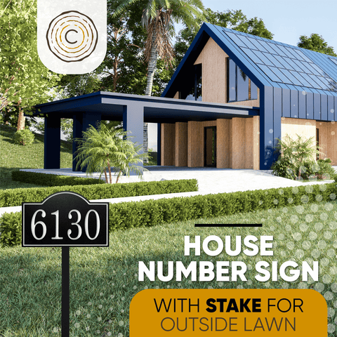 Arch One line House Number Sign for Yard, Personalized Address Plaque with Stakes for Outside Lawn