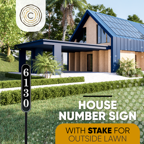 Vertical Oval House Number Sign for Yard, Address Plaque with Stake for Outside Lawn,