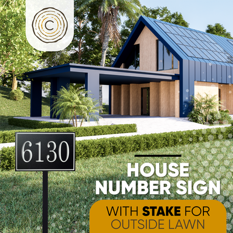 Rectangle House Number Sign for Yard, Personalized Address Plaque with Stakes for Outside Lawn