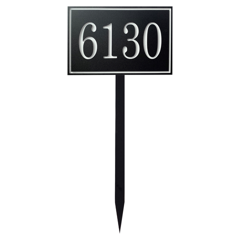 Rectangle House Number Sign for Yard, Personalized Address Plaque with Stakes for Outside Lawn