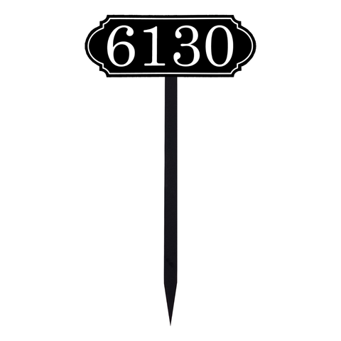 Designer Side Arch House Number Sign for Yard, Personalized Address Plaque with Stakes for Outside Lawn