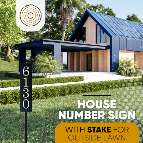 Vertical House Number Address Plaque with Stake for Outside Lawn,  Address Yard Sign