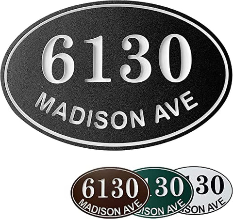 Oval Two Line House Numbers with Street Name