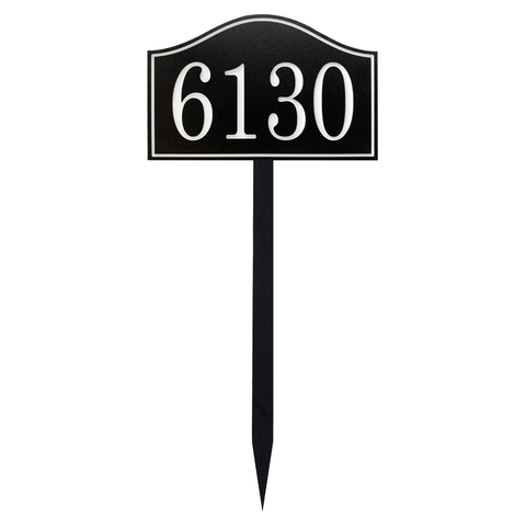 One Line Wave House Number Sign for Yard, Personalized Address Plaque with Stakes for Outside Lawn